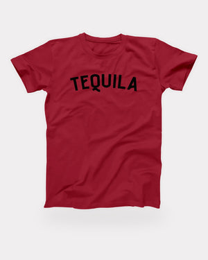 Tequila T-Shirt in Red, flat lay on grey