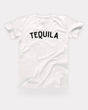 Tequila T-Shirt in White, flat lay on grey