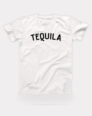 Tequila T-Shirt in White, flat lay on grey
