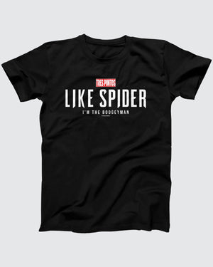 Tres Puntos Like Spider T-Shirt, flat lay on grey