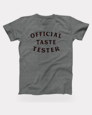 Official Taste Tester T-Shirt in Deep Heather, flat lay on grey