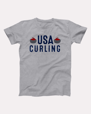 USA Curling T-Shirt - Athletic Heather