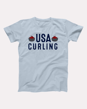 USA Curling T-Shirt - Light Blue