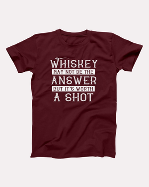Worth A Shot T-Shirt, flat lay, Maroon