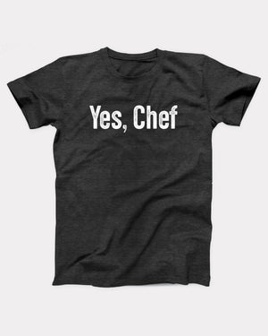 Yes Chef T-Shirt, flat lay on grey