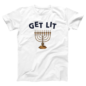 Get Lit for Hanukkah Adult Unisex T-Shirt - Twisted Gorilla