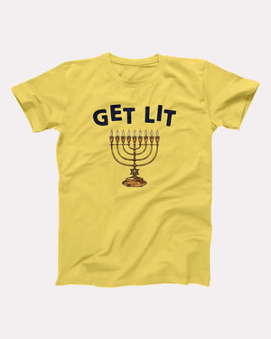 Get Lit for Hanukkah Adult Unisex T-Shirt - Twisted Gorilla