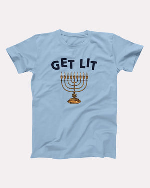 Get Lit for Hanukkah Adult Unisex T-Shirt - Twisted Gorilla