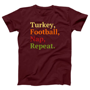 Turkey, Football, Nap, Repeat Adult Unisex T-Shirt Twisted Gorilla