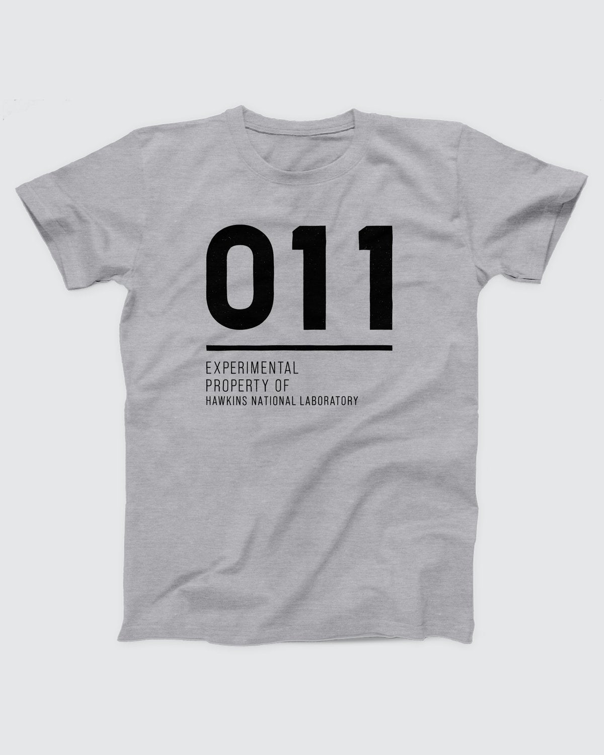 011 Experimental Property T-Shirt, flat lay on grey