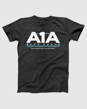 A1A Car Wash T-Shirt, flat lay on grey
