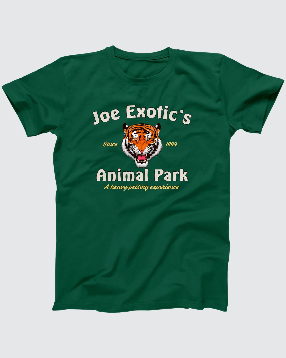Joe Exotic's Animal Park T-Shirt, flat lay on grey