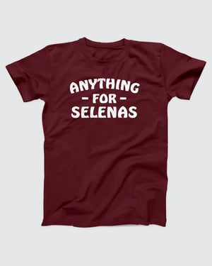 Anything for Selenas T-Shirt, flat lay on grey