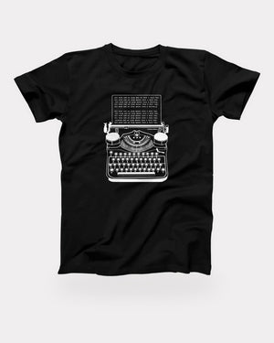 All Work and No Play T-Shirt in Black, flat lay on grey