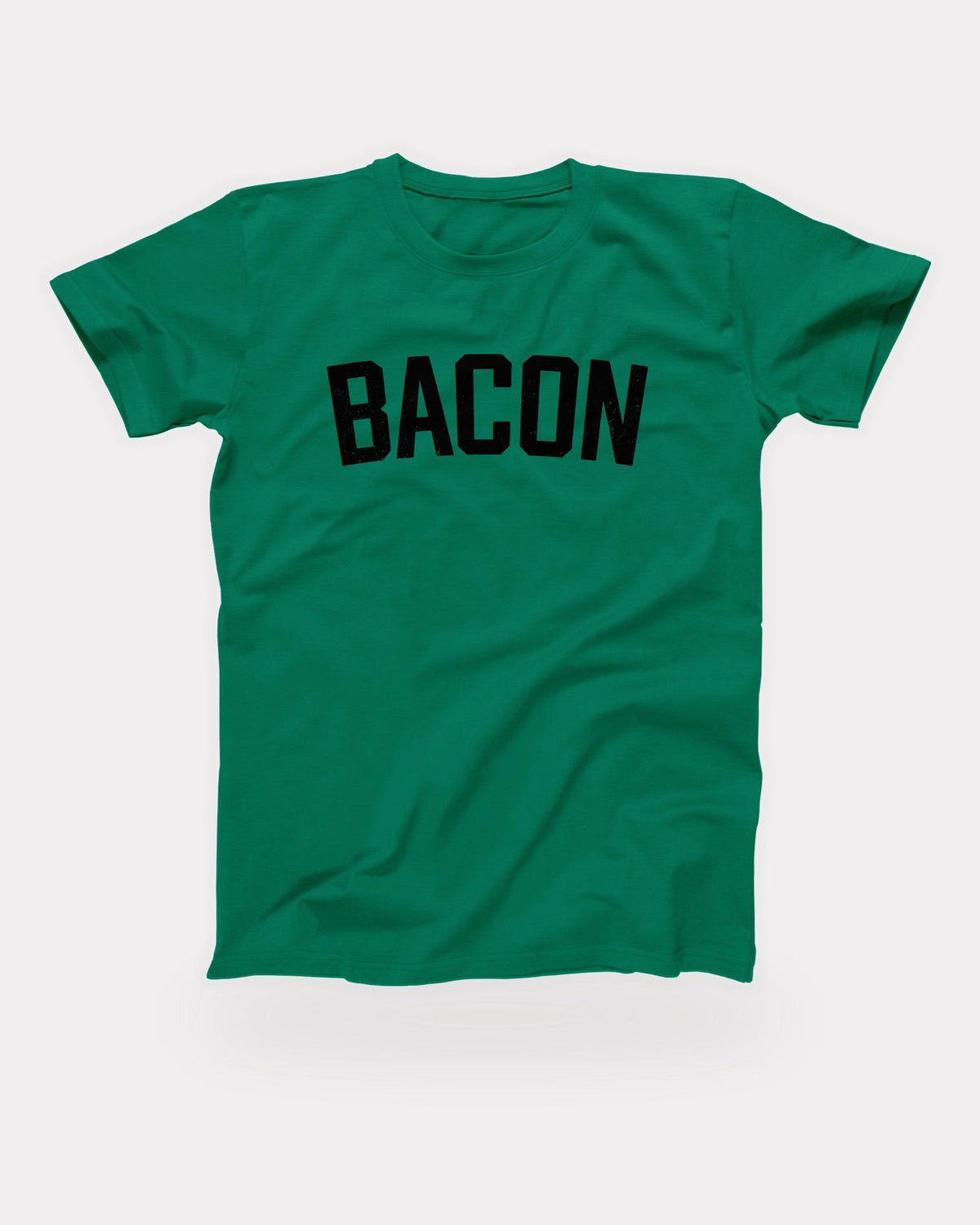 Bacon T-Shirt in Kelly, flat lay on grey