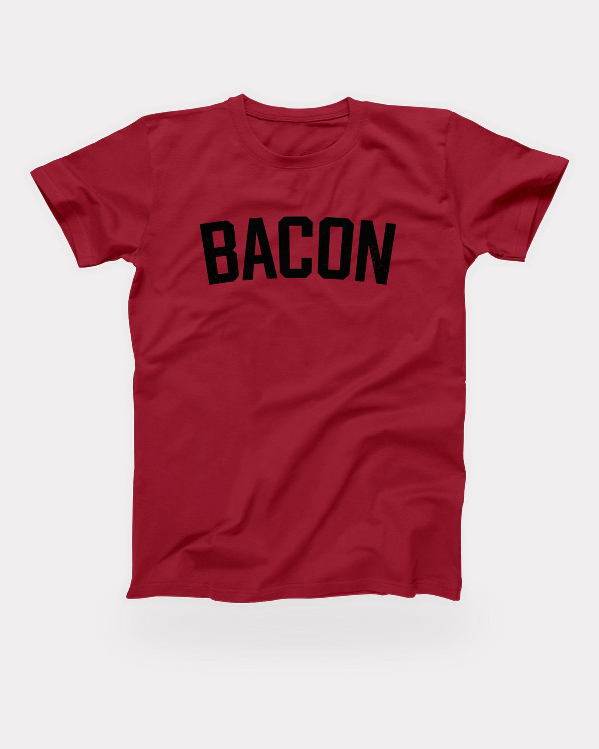 Bacon T-Shirt in Red, flat lay on grey