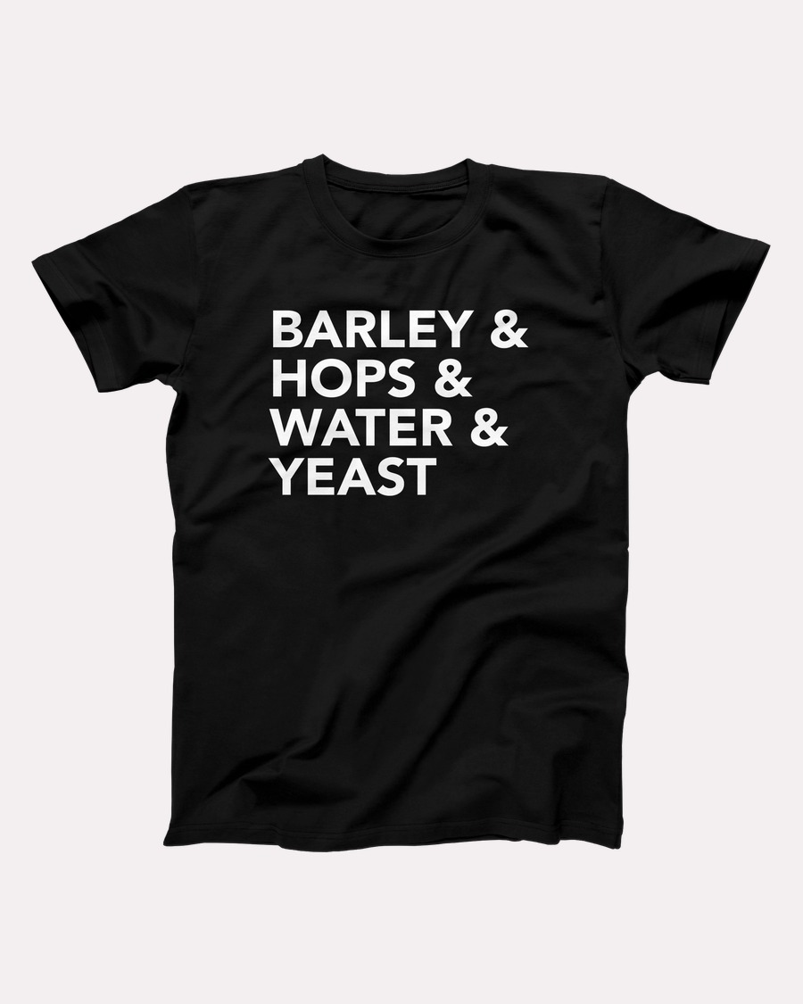 Barley & Hops T-Shirt, flat lay, Black