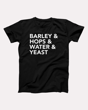 Barley & Hops T-Shirt, flat lay, Black
