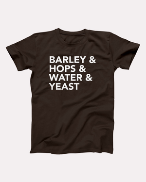 Barley & Hops T-Shirt, flat lay, Brown