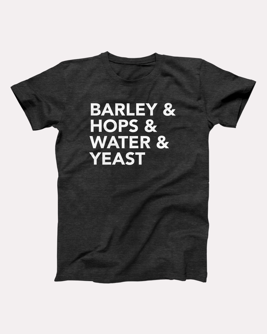 Barley & Hops T-Shirt, flat lay, Dark Grey Heather