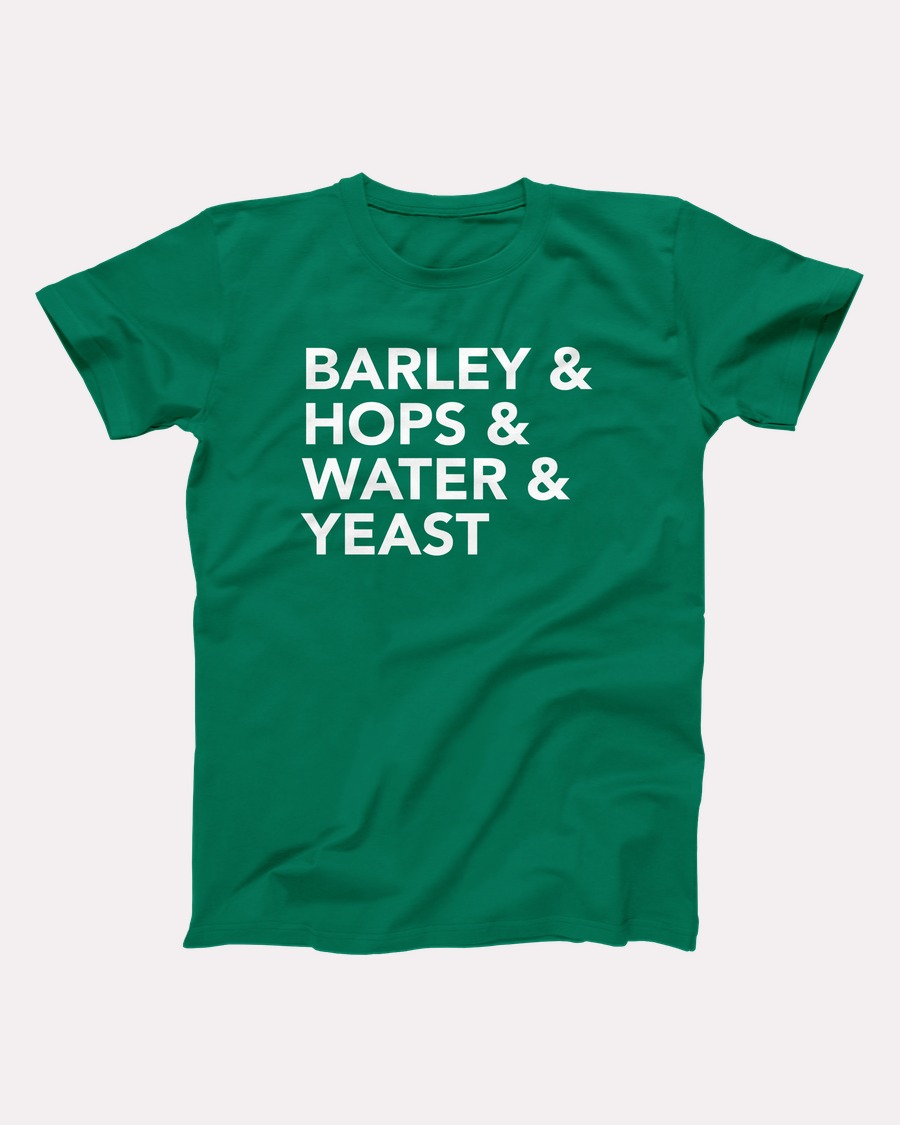 Barley & Hops T-Shirt, flat lay, Kelly