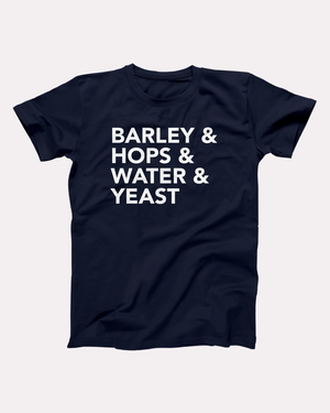 Barley & Hops T-Shirt, flat lay, Navy