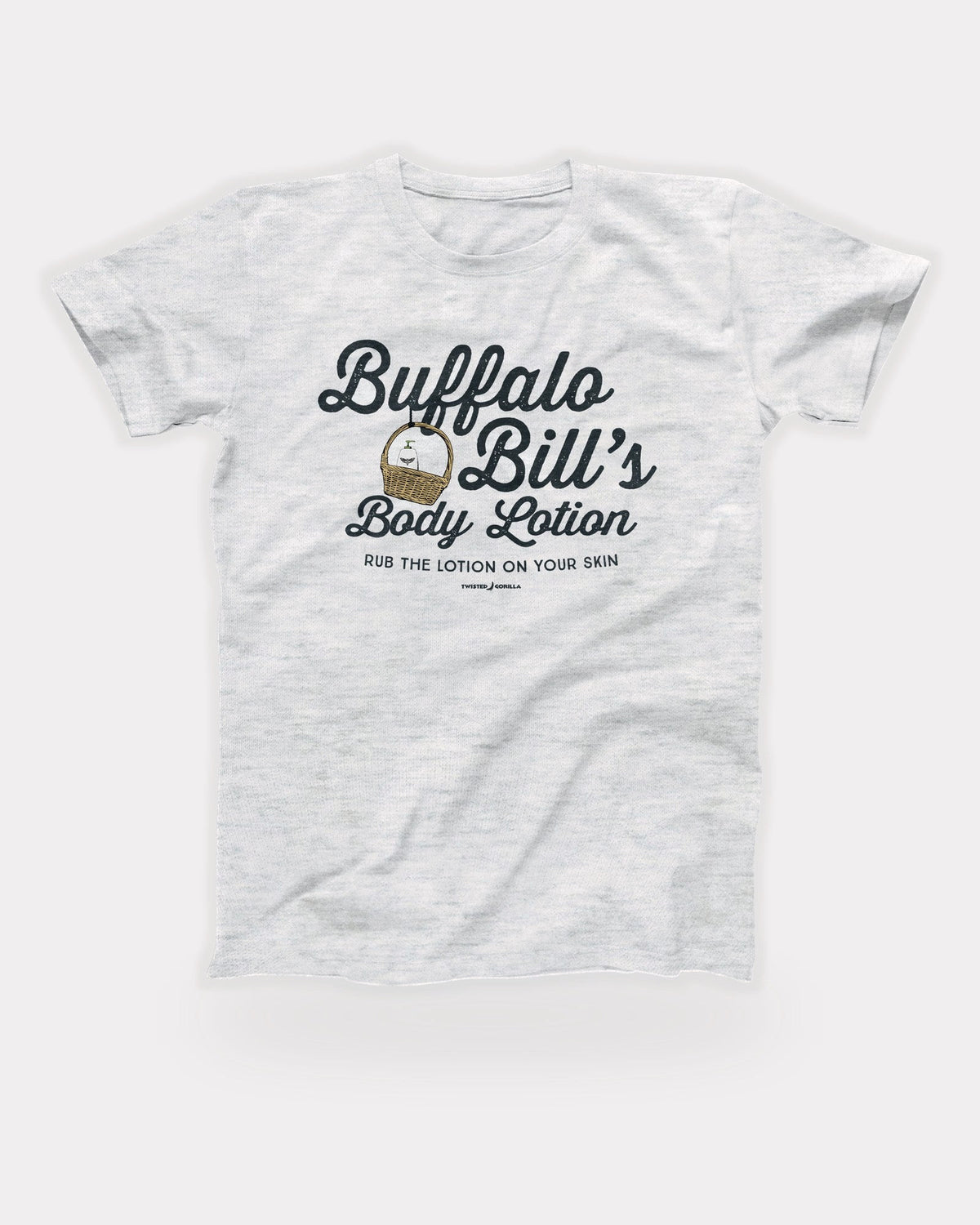 Buffalo Bill's Body Lotion T-Shirt in Ash, flat lay on grey