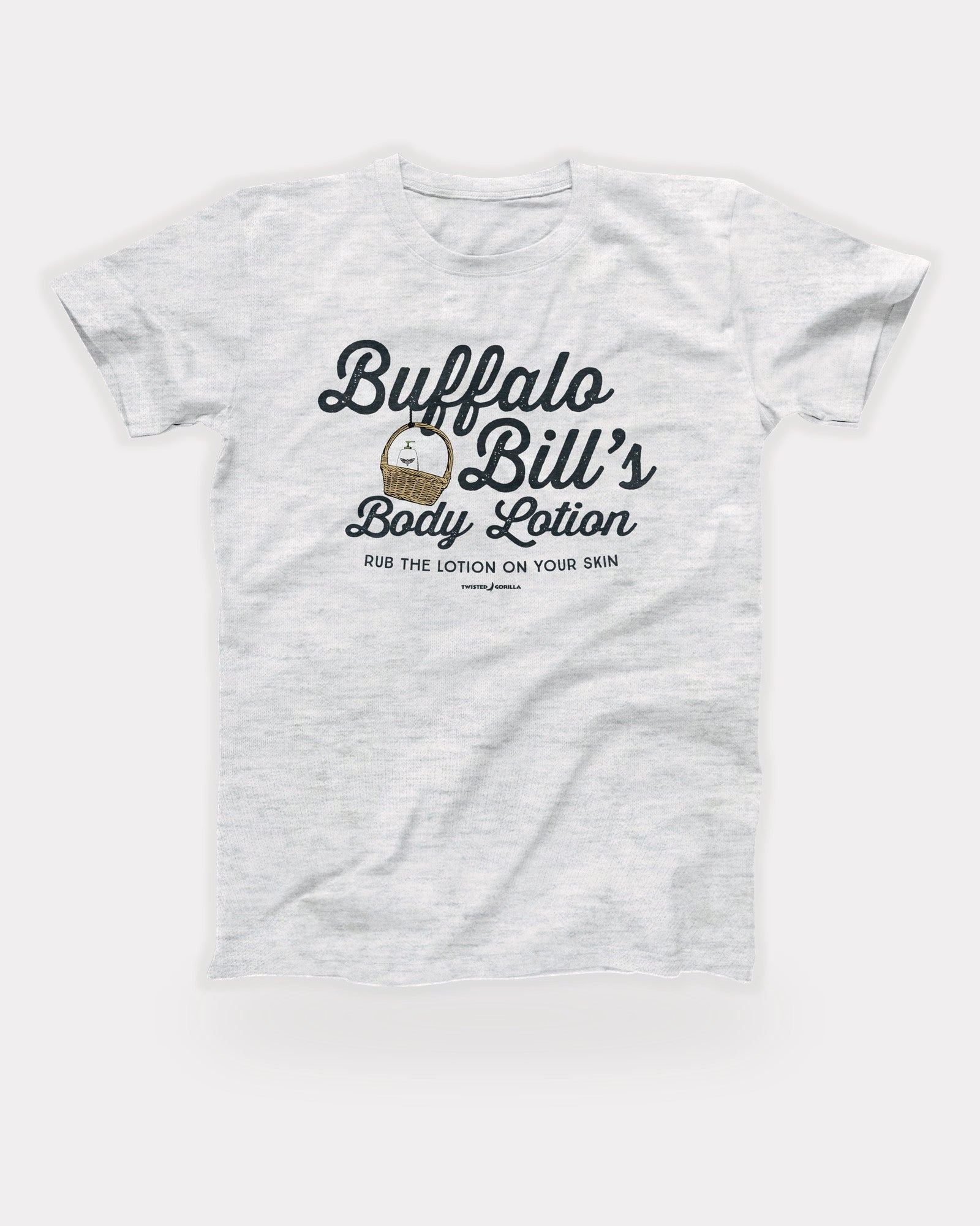 Buffalo Bill's Body Lotion T-Shirt in Ash, flat lay on grey