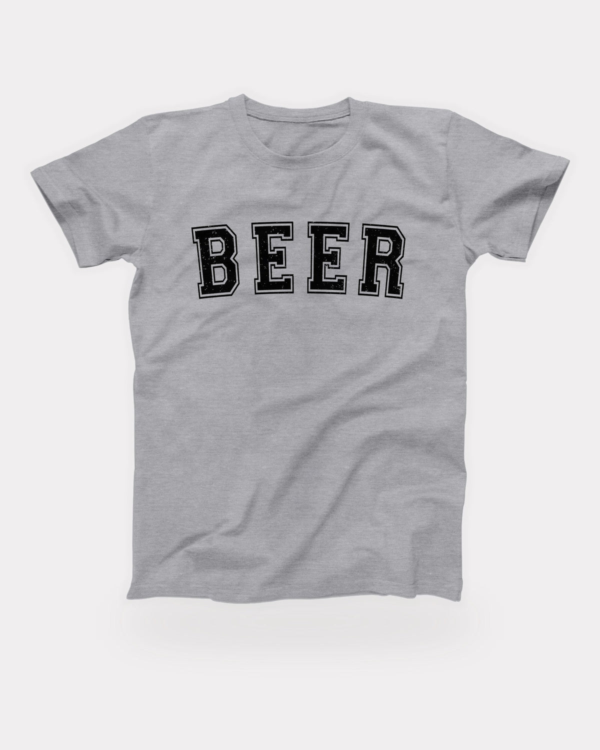 Beer T-Shirt in Athletic Heather, flat lay on grey