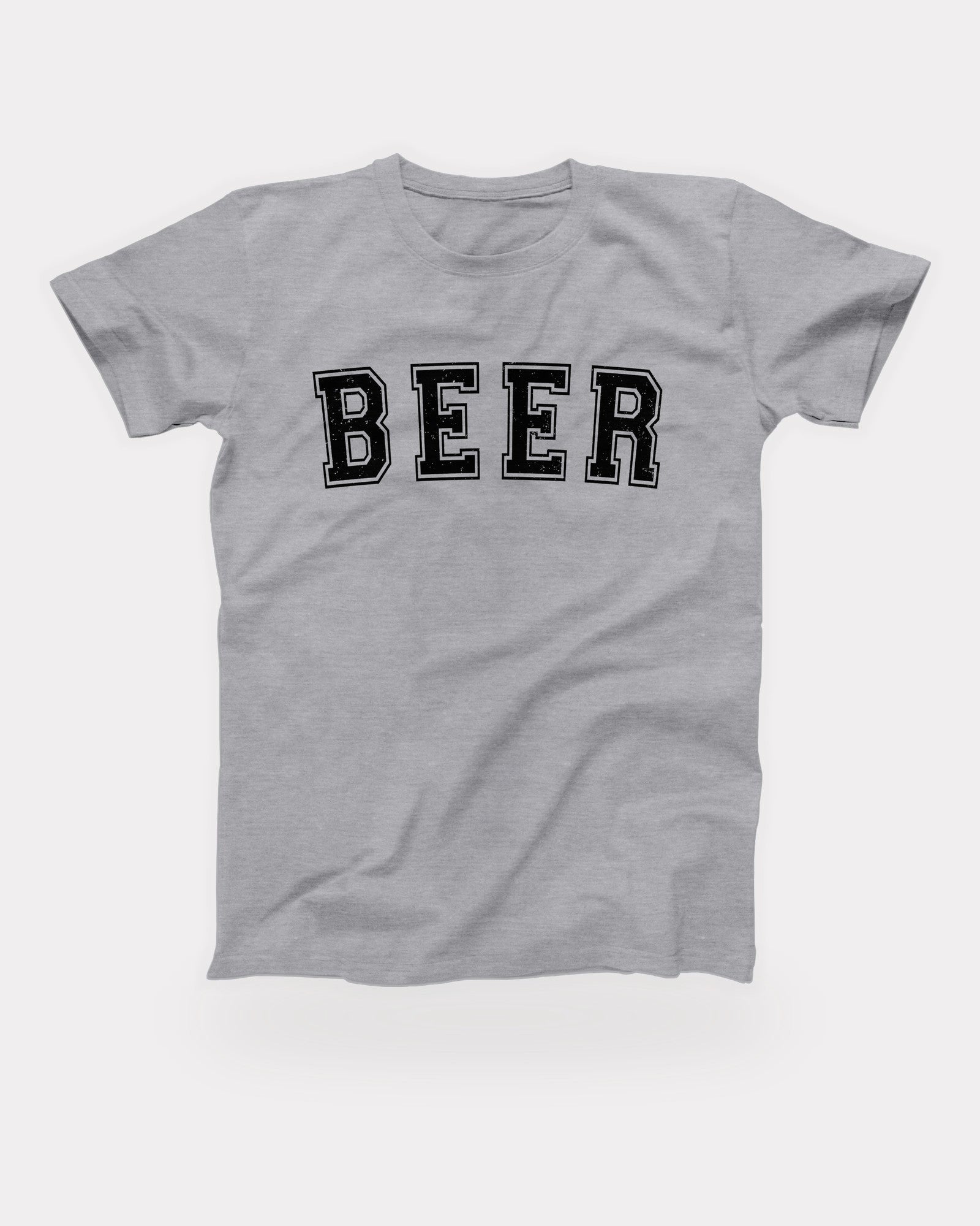 Beer T-Shirt in Athletic Heather, flat lay on grey