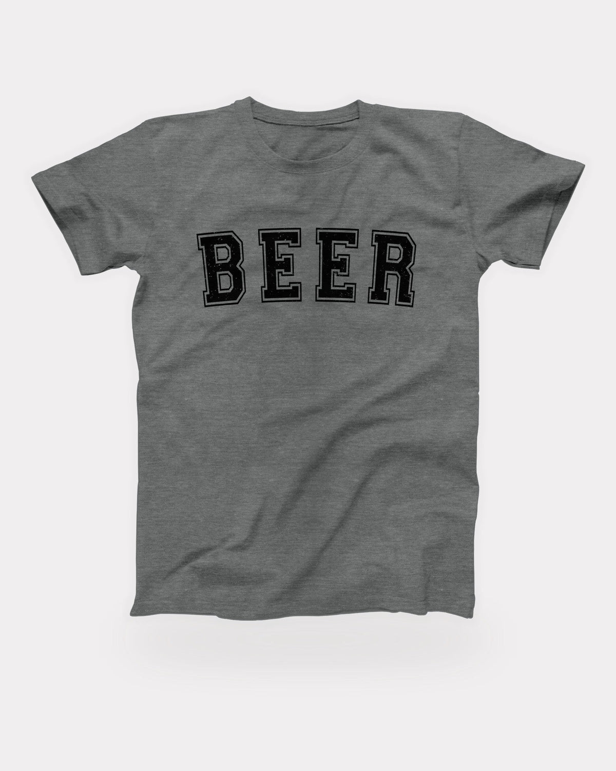 Beer T-Shirt in Deep Heather, flat lay on grey