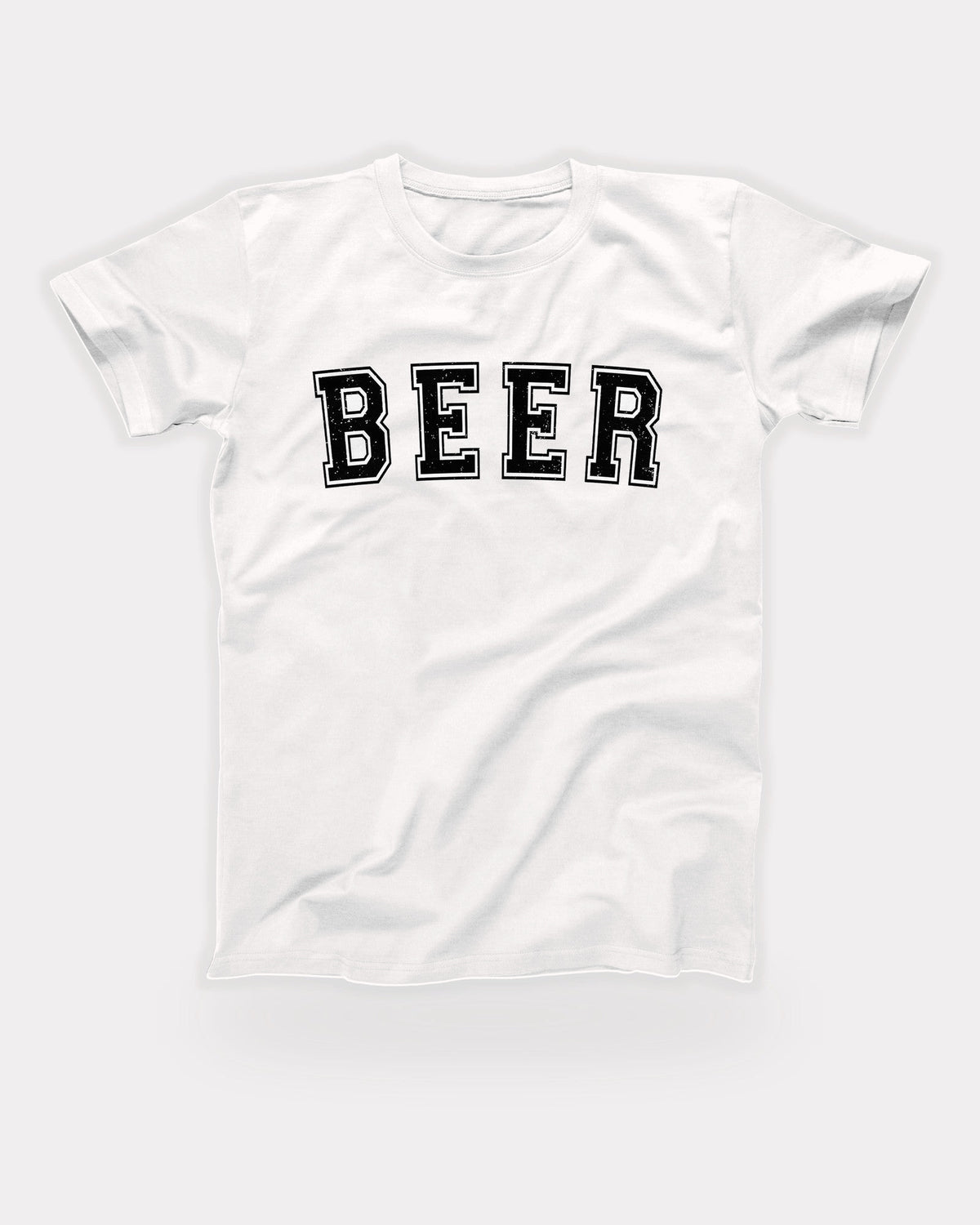 Beer T-Shirt in White, flat lay on grey