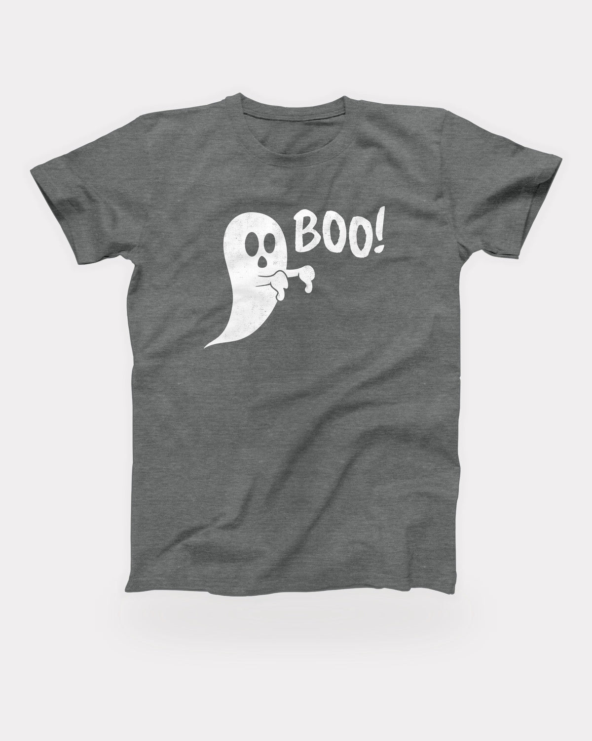 Boo Ghost T-Shirt in Deep Heather, flat lay on grey
