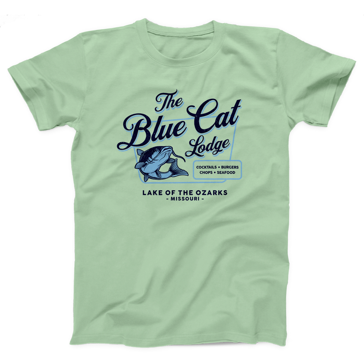 Blue Cat Lodge T-Shirt, flat lay, Mint