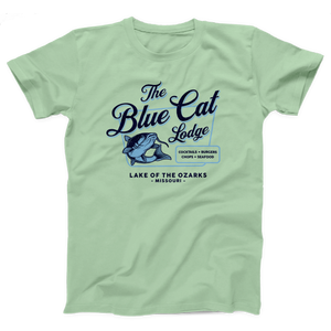 Blue Cat Lodge T-Shirt, flat lay, Mint