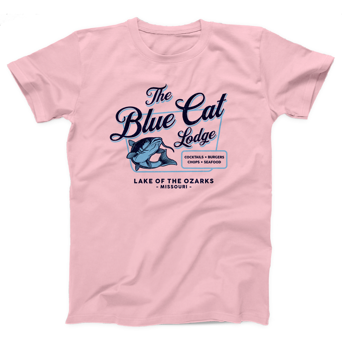Blue Cat Lodge T-Shirt, flat lay, Pink