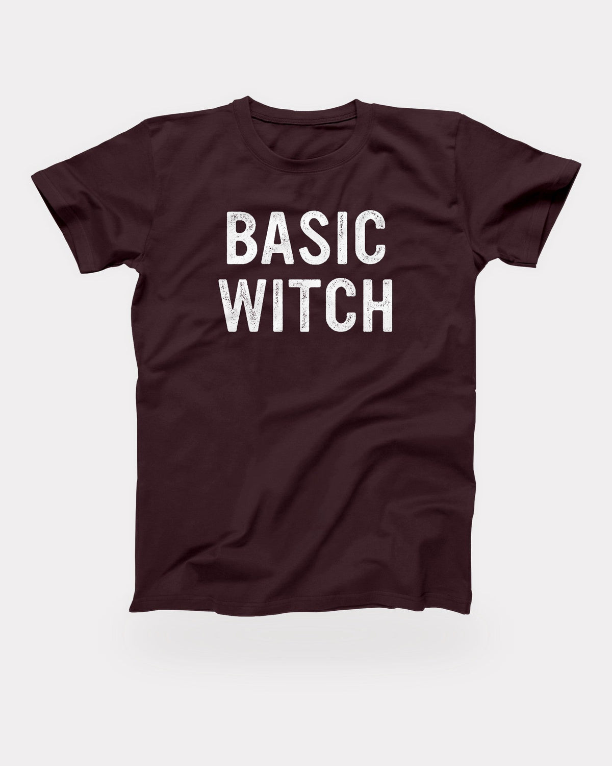 Basic Witch T-Shirt in Maroon, flat lay on grey