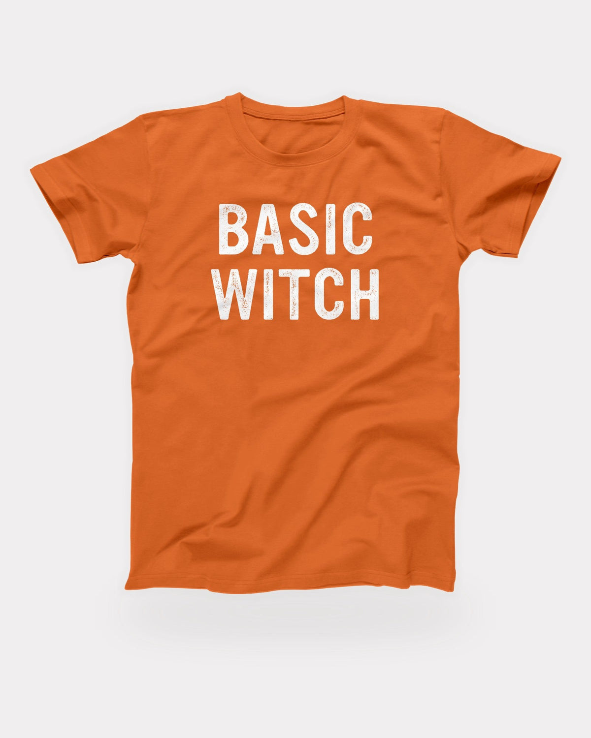 Basic Witch T-Shirt in Orange, flat lay on grey