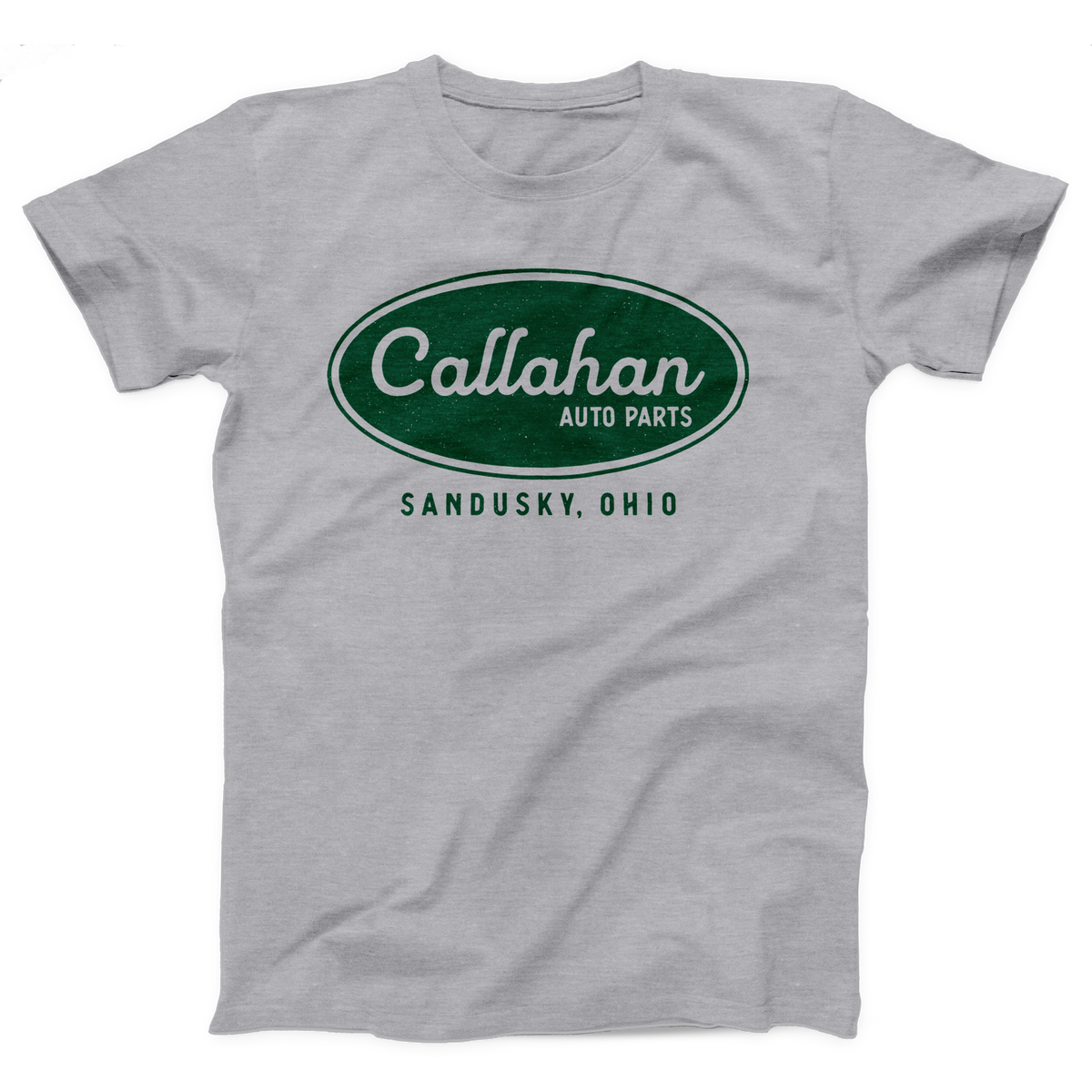 Callahan Auto Parts T-Shirt, flat lay, Athletic Heather