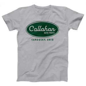 Callahan Auto Parts T-Shirt, flat lay, Athletic Heather