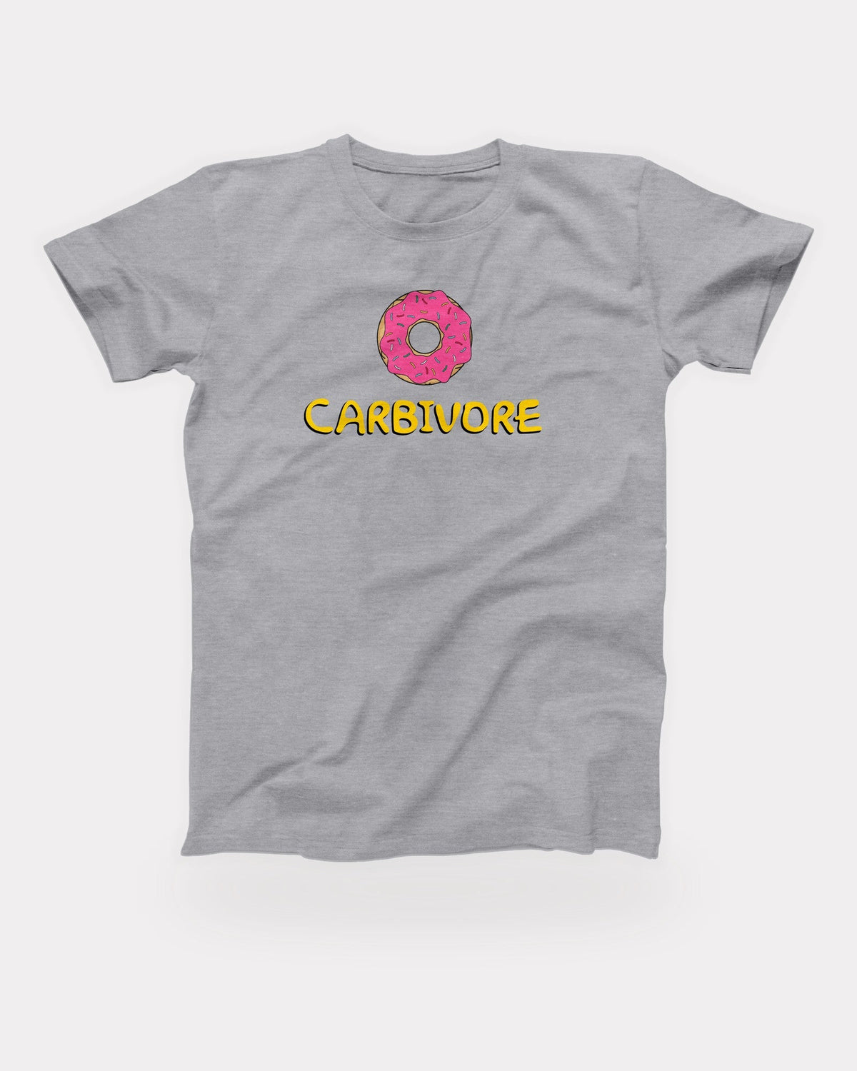Carbivore T-Shirt in Athletic Heather, flat lay on grey