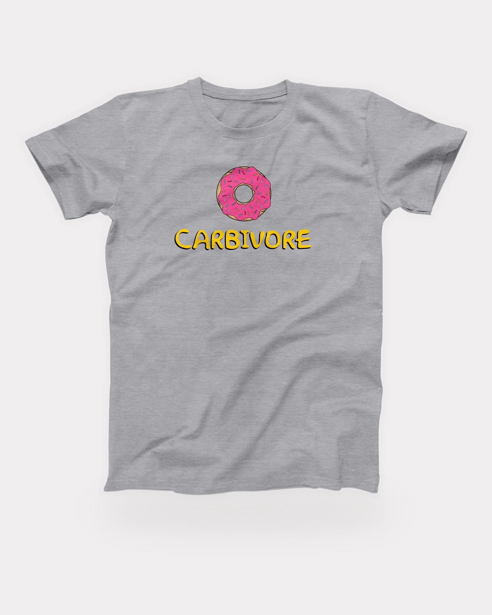Carbivore T-Shirt in Athletic Heather, flat lay on grey