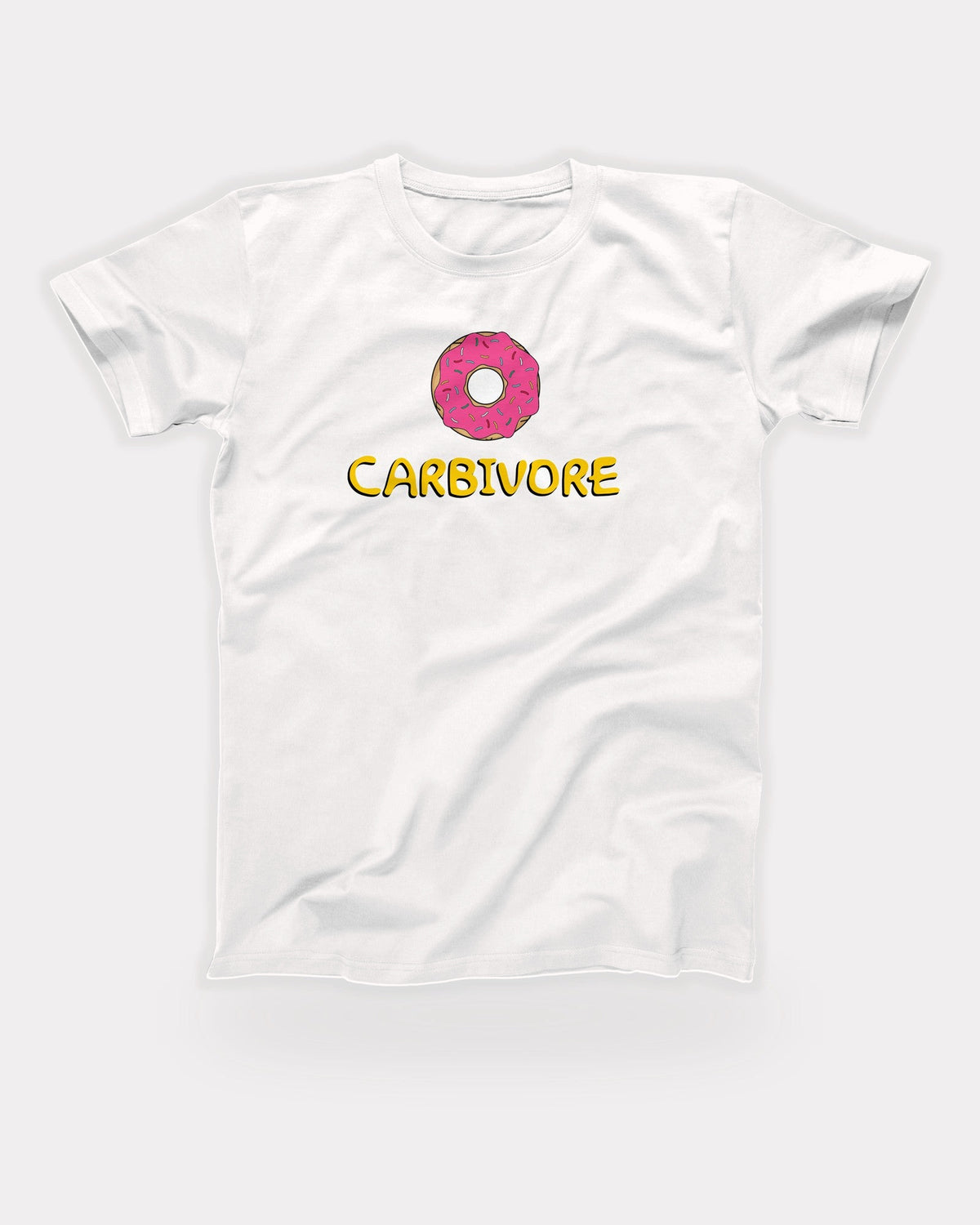 Carbivore T-Shirt in White, flat lay on grey