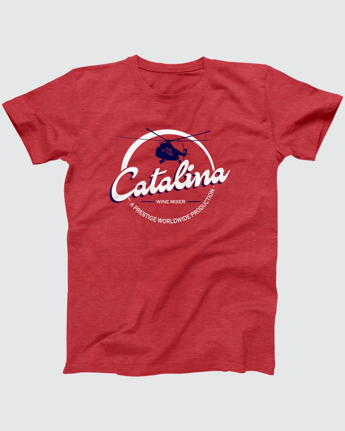The Catalina Wine Mixer T-Shirt, flat lay on grey