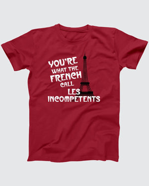 Les Incompétents T-Shirt, flat lay on grey