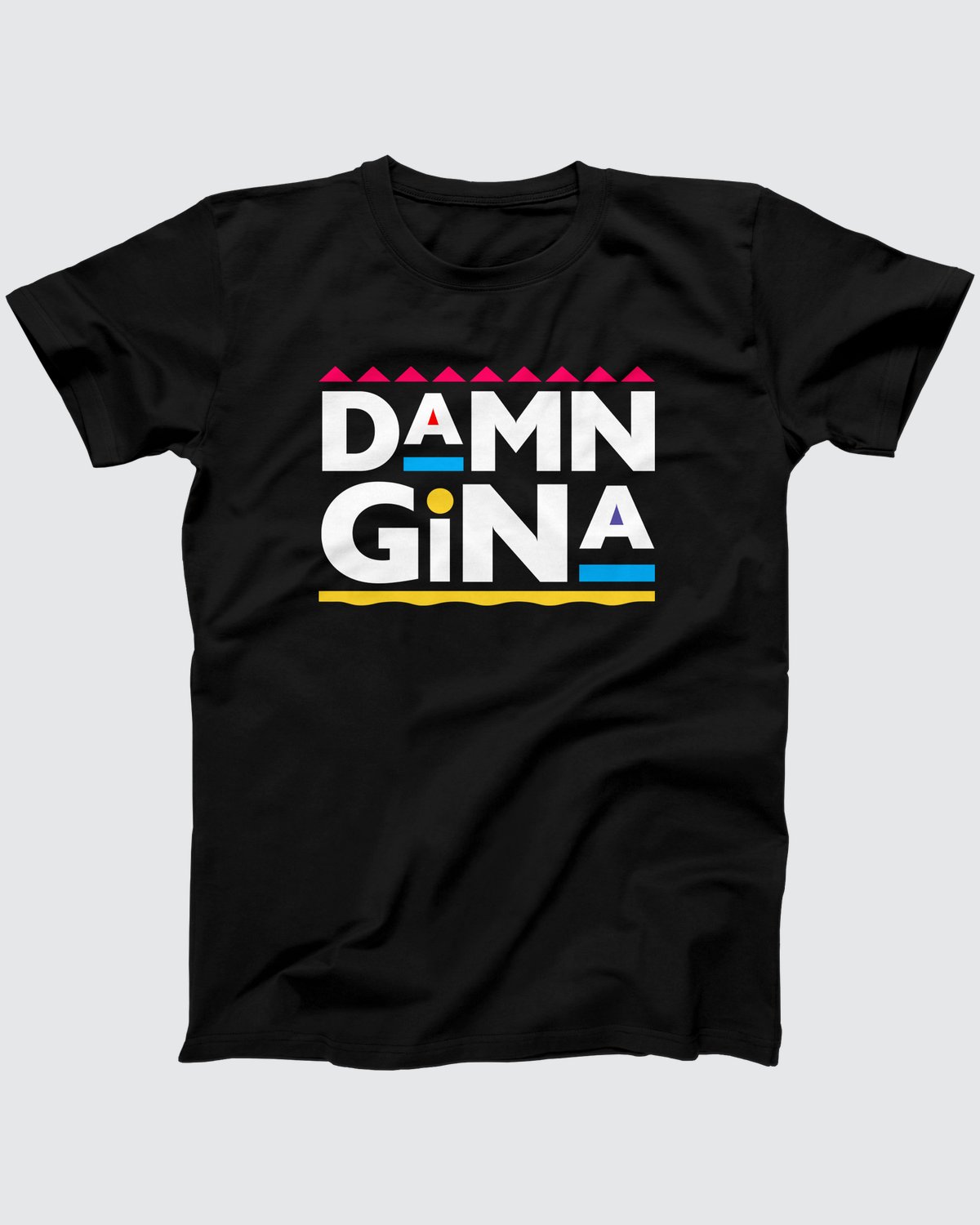 Damn Gina T-Shirt, flat lay on grey