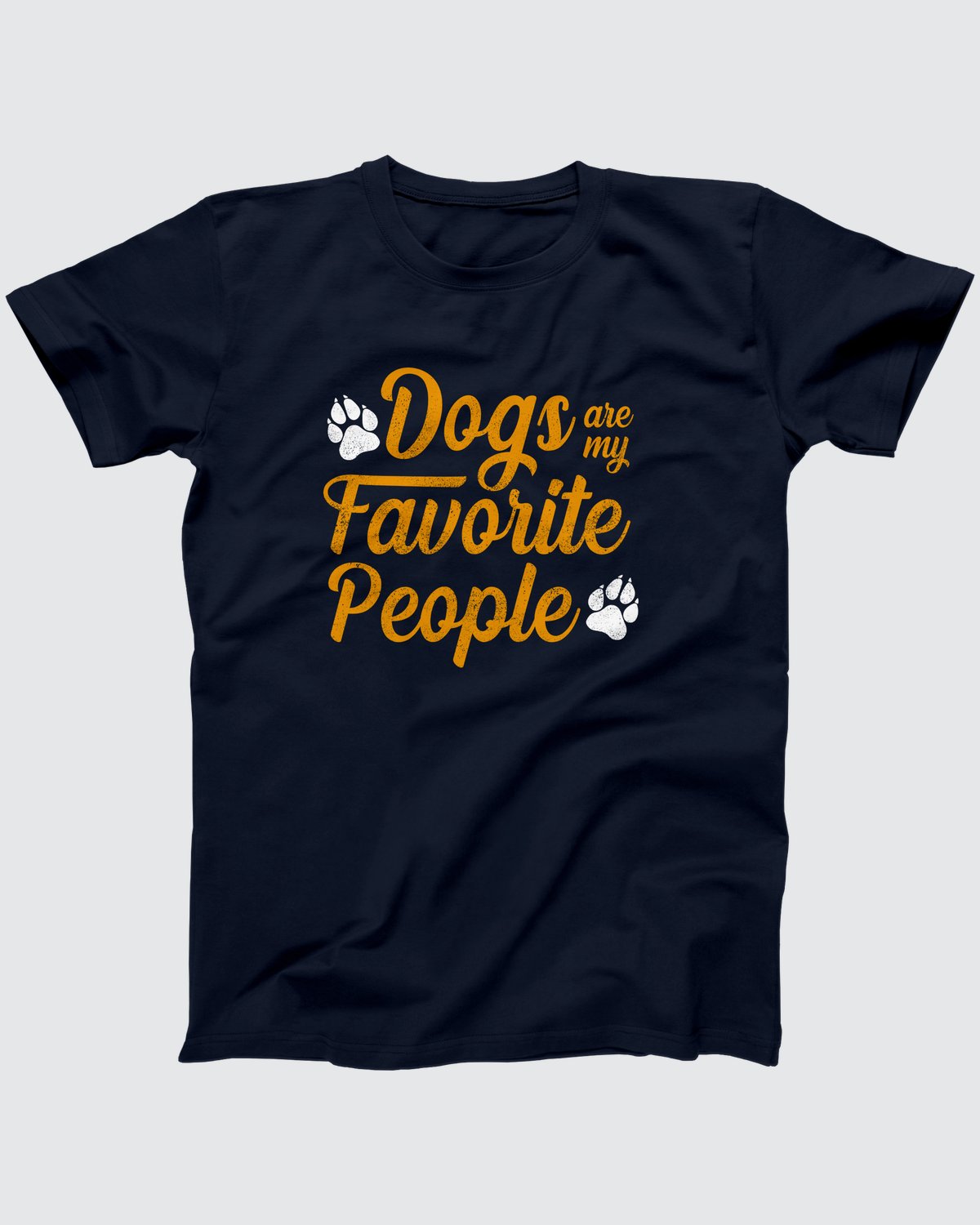 Dogs Are My Favorite People t-shirt in Navy, flat lay on grey