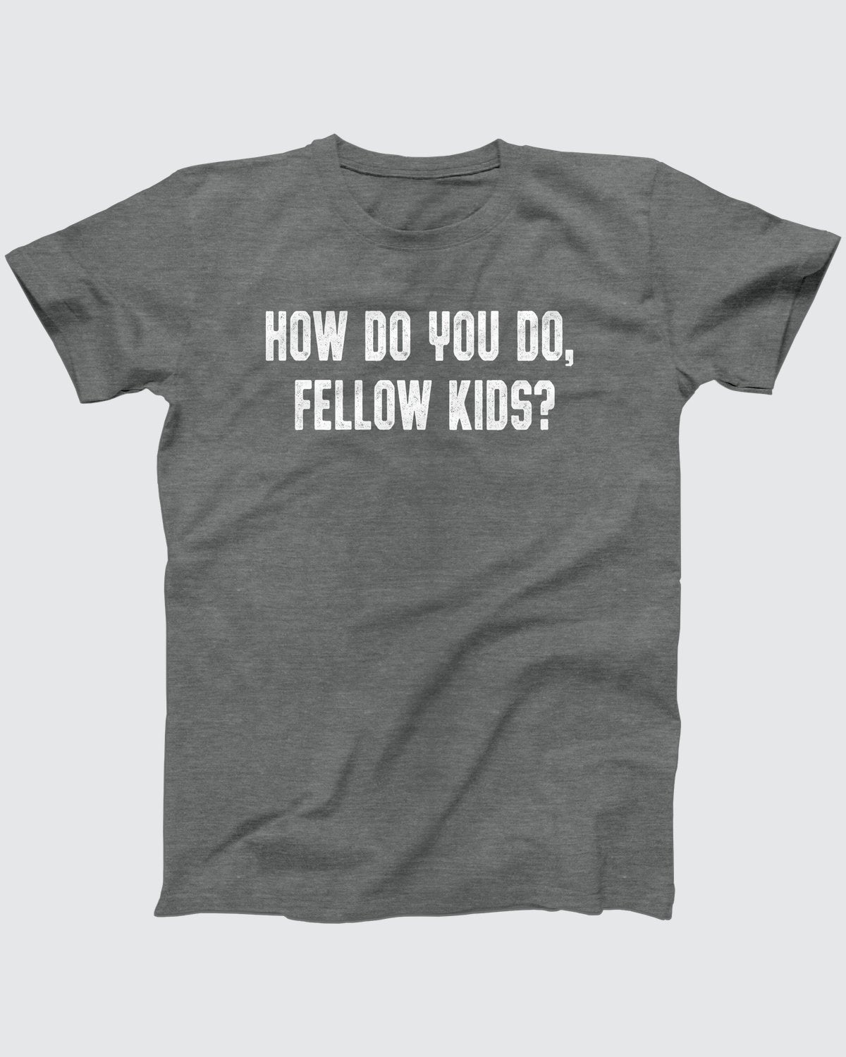 How Do You Do Fellow Kids T-Shirt, flat lay on grey