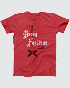 Happy Festivus for the Rest of Us T-Shirt, flat lay on grey