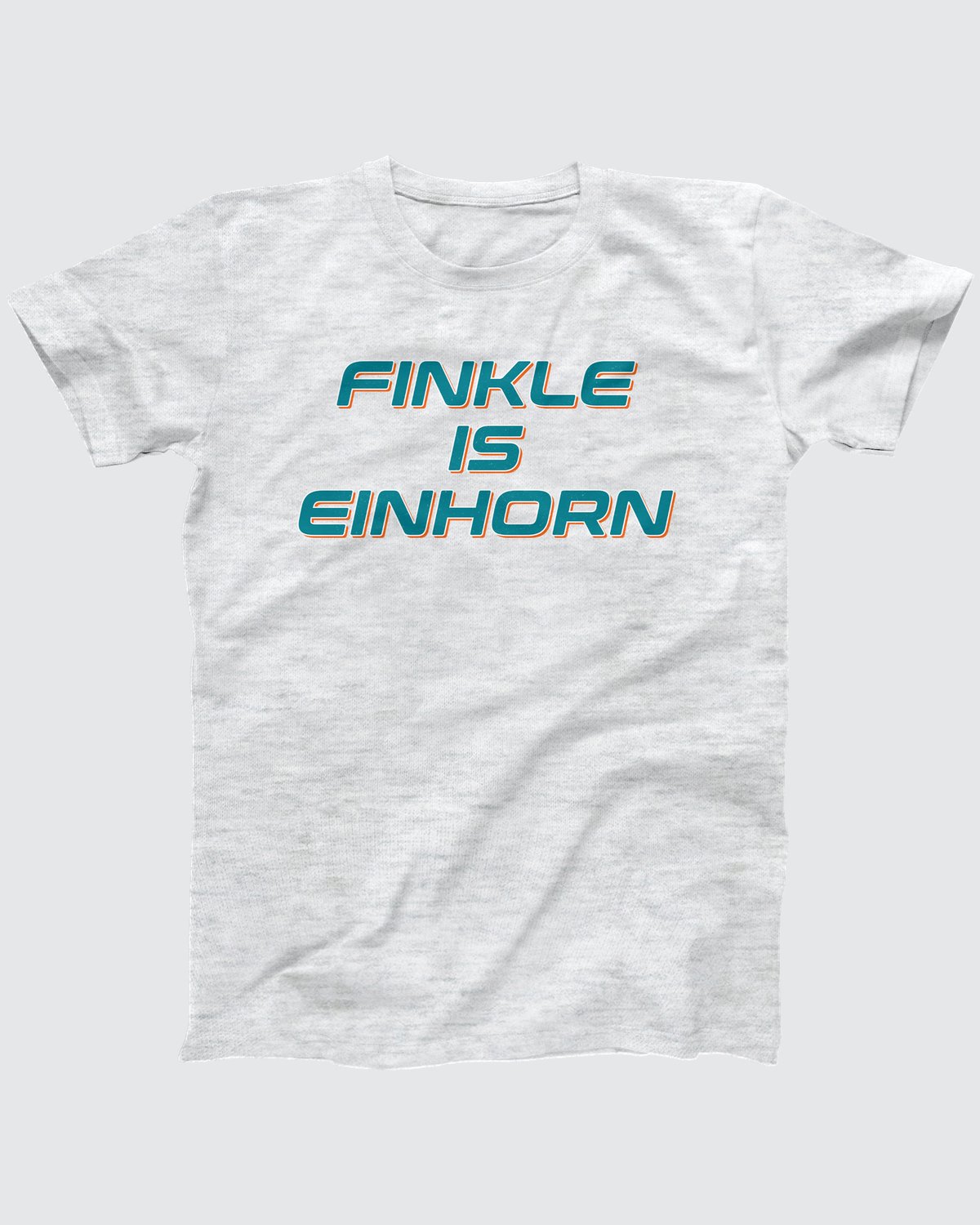 Einhorn is Finkle T-Shirt, flat lay on grey